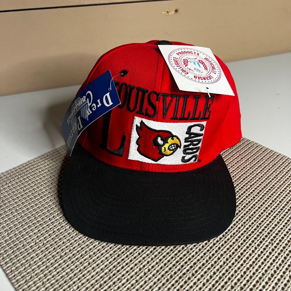 Vintage Louisville Cardinals Snapback Hat Drew Pearson Red Black NCAA NWT